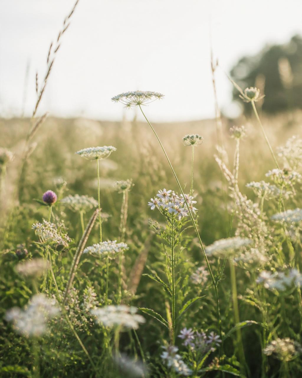 Wildflowers blooming freely in a sunlit meadow, reaching upward without comparison